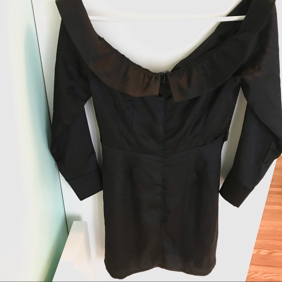 🎀NWT Missguided Satin Bardot Tie Dress in Black MISSING BELT Size 8 - Picture 9 of 14